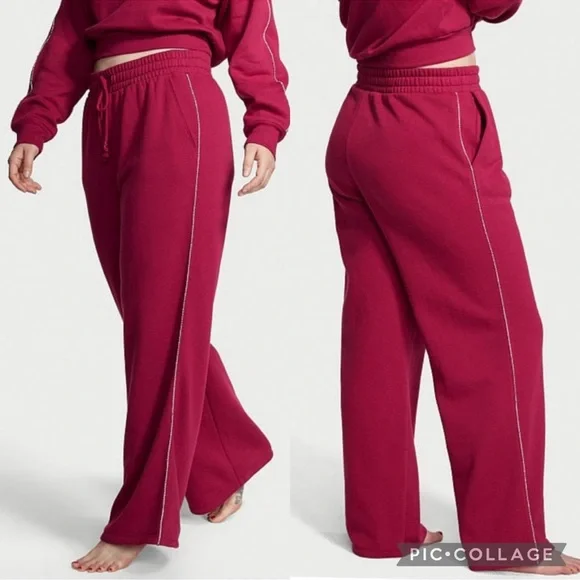 Victoria's SECRET Cotton Fleece Wide Leg Lounge Pant - Picture 1 of 1